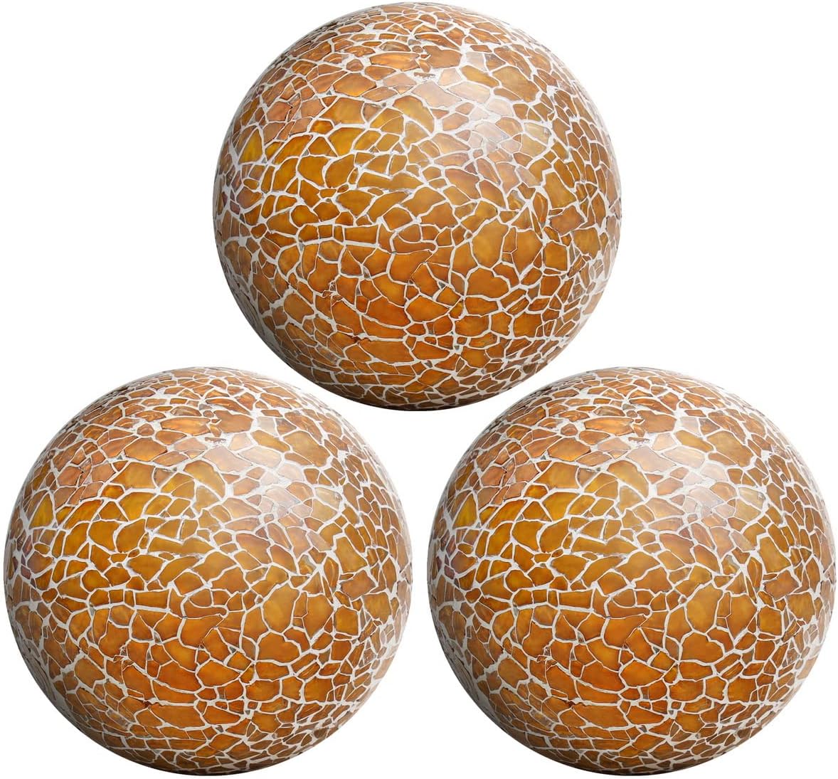 3 PCS 3.35inch Decorative Glass Orbs Mosaic Sphere Balls Bowls Vases Tray Solid Gradients Centerpieces Christmas Crack Festival Living Room Wedding Party