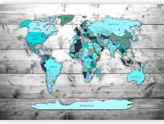 artgeist Wall Mural World Map 193x138 in - XXL Peel and Stick Self-Adhesive Wallpaper Removable Large Sticker Foil Wall Decor Print Picture Image Design Map of The World k-B-0009-a-d