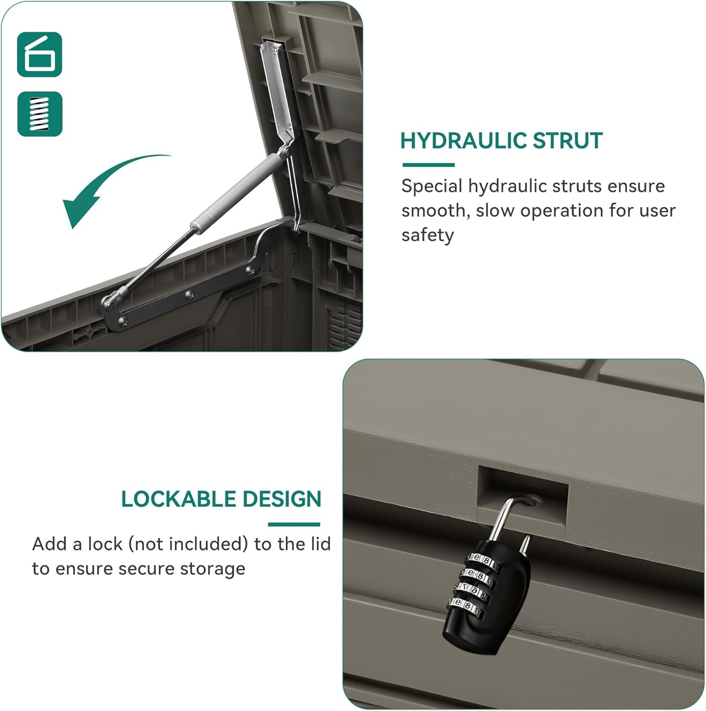 YITAHOME 80 Gallon Outdoor Storage Box, Large Water Resistant Resin Deck Box, Indoor Outdoor Lockable Rattan Storage Container for Patio, Garden, Cushions, Tools, Equipment (Taupe)