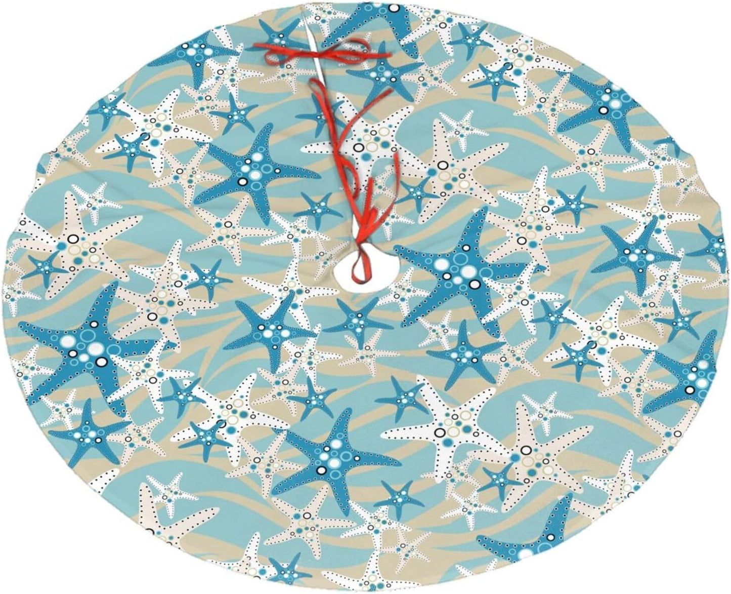 Christmas Tree Skirt,Beach Starfish Xmas Tree Skirt Rustic Farmhouse Tree Skirt for Christmas Decor Xmas Holiday Home Party Decorations30