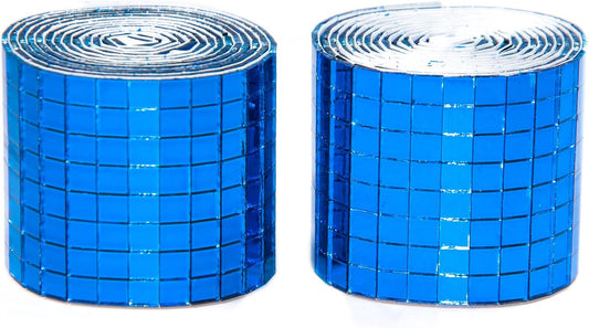 Self Adhesive Disco Ball Mirror Tiles, 3200 Pieces, 5 x 5 mm, Blue, Geometric, Multi-Surface, Vinyl, Modern, DIY Craft, Outdoor, Roll, Square, Mosaic Tiles