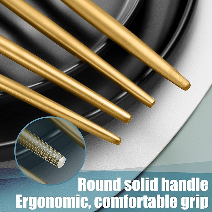 Matte Gold Silverware Set for 8,Modern Stainless Steel Brushed Cutlery Set,40-Pieces Heavy Duty Flatware Set,Knives Spoons and Forks Set Utensils Set,Satin Finish,Dishwasher Safe