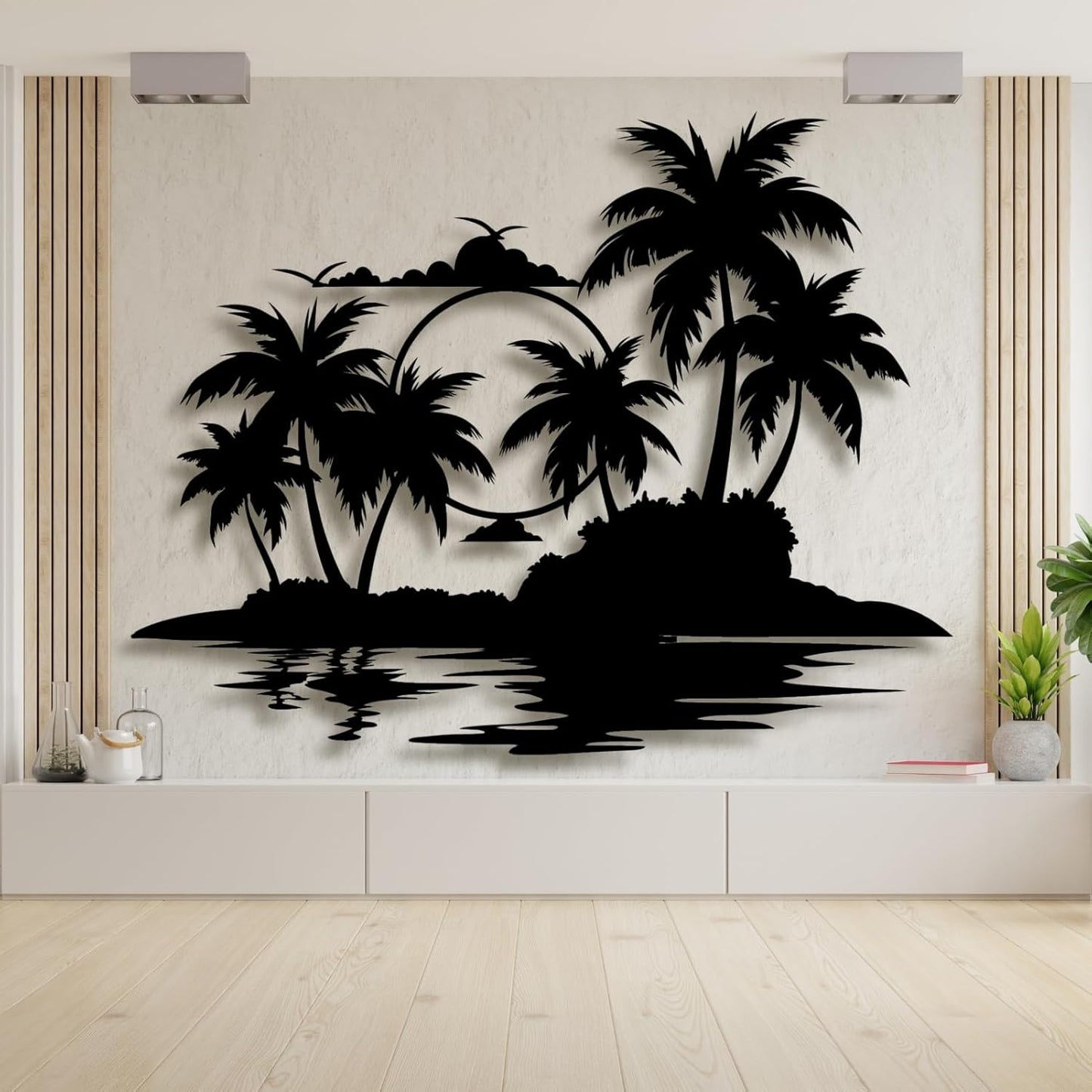 Palm Tree Metal Wall Decor,Palm Tree Metal Wall Art,Metal Palm Tree,Metal Palm Tree Wall Decor,Tropical Metal Wall Art,Beach Wall Decort,Metal Wall Decor (style 2,white,35 L" x 28 W" / 90 x 70 cm)