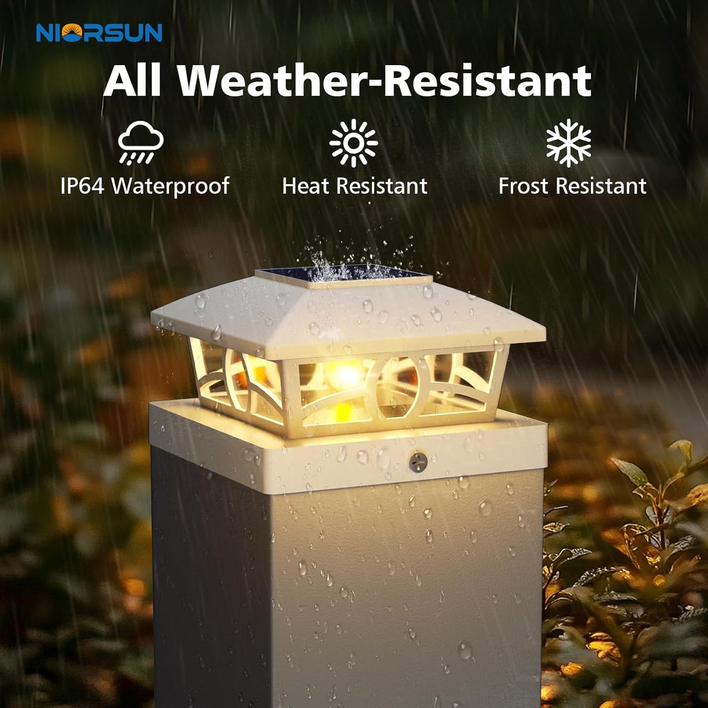 NIORSUN Solar Post Lights Outdoor, Fence Post Solar Lights Warm White Outdoor Waterproof Edison LED Bulbs Garden Patio Fence Deck Decor, Post Cap Lights 4x4 5x5 Wood Vinyl, White 12 Pack
