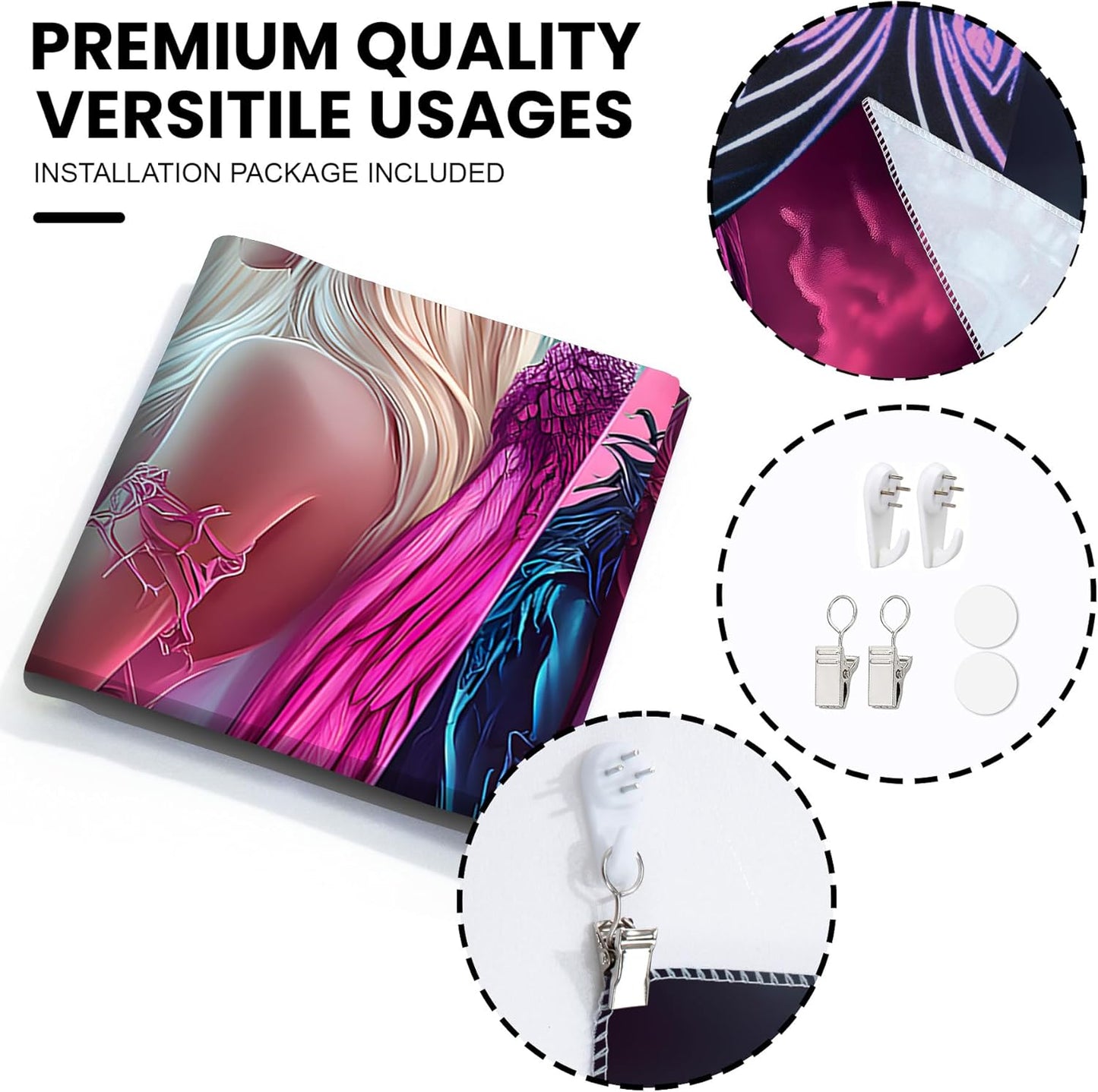 Blacklight Tapestry,WingTapestry Glow In The Dark,UV Reactive Black Light Upright Posters Wall Hanging for Bedroom Dorm Living Room Backdrop Decor (wing7, 79L" x 59W")