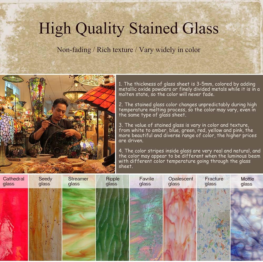 Bieye W10005 Pigeon Point Lighthouse Tiffany Style Stained Glass Window Panel with Hanging Chain, 15" W x 23" H