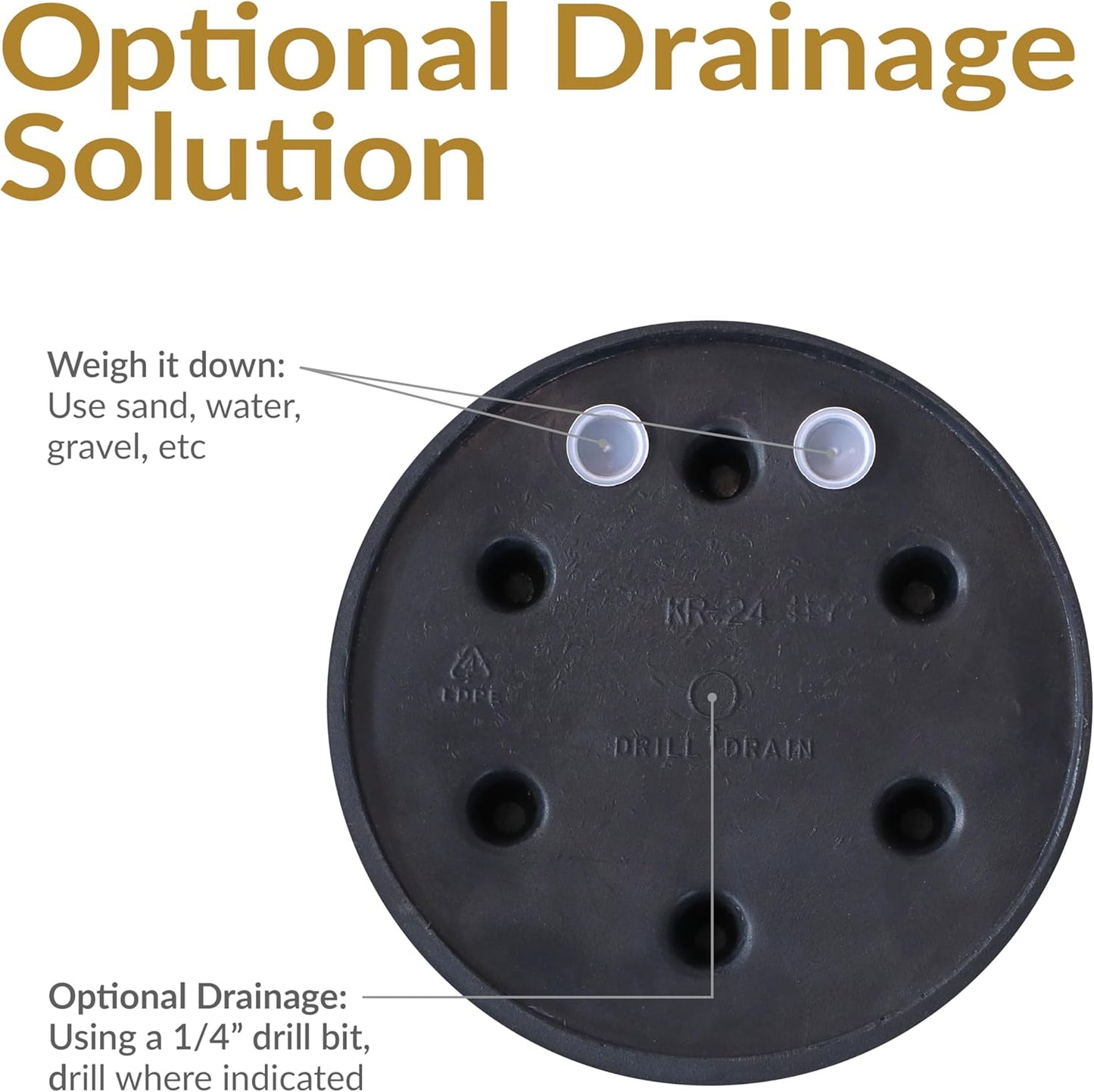 Sunnydaze 24-Inch Anjelica Large Plastic Pot for Plants - Outdoor Polyresin Round Planter with Drillable Drainage Holes - Beige - 2pk