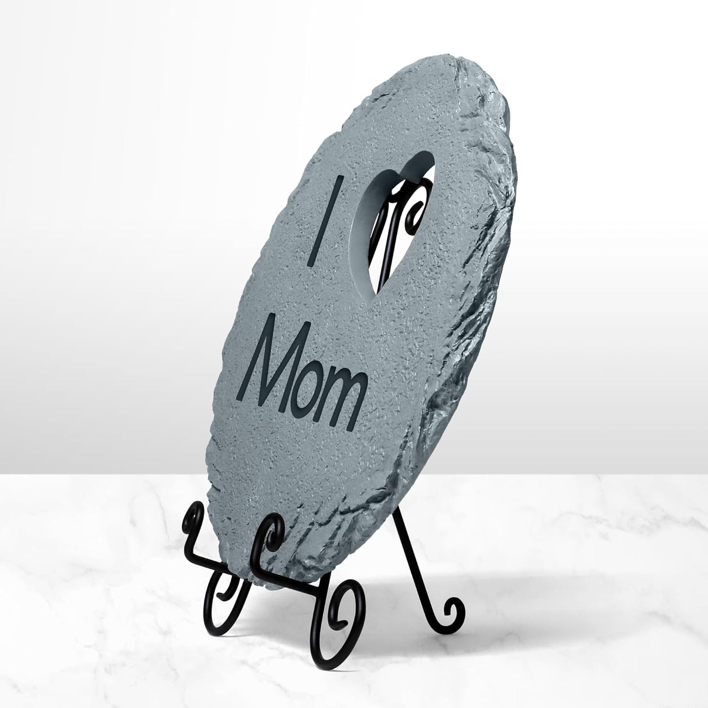 Let's Make Memories Personalized Garden Stone - Resin - Custom Garden Décor - Round Stone with Heart Cutout - for Dad - for Father's Day