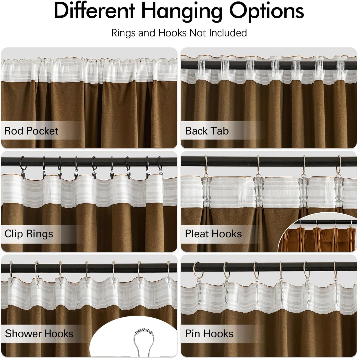 MIULEE Gold Brown Velvet Curtains 96 inches Long 2 Panels - Luxury Pinch Pleated Room Darkening Window Drapes for Bedroom Living Room Thermal Insulated Super Soft Blackout, Back Tab Rod Pocket