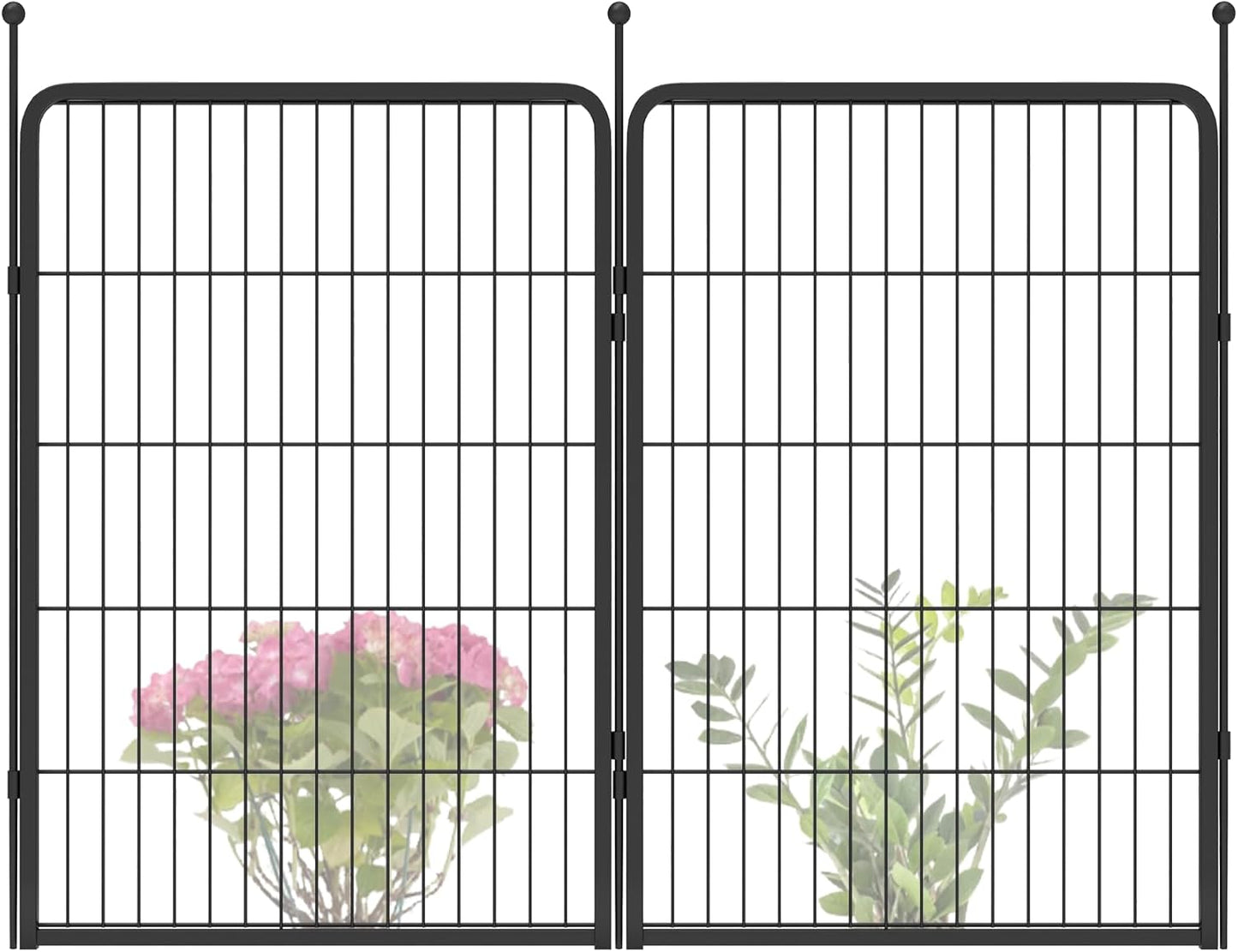 FXW Garden Fence 40in(H) x 4.5ft(L), 2 Panels Decorative Dog Fence Outdoor for The Yard – Heavy Duty Metal Animal Barrier for Dog and Rabbit, Easy Setup, Black