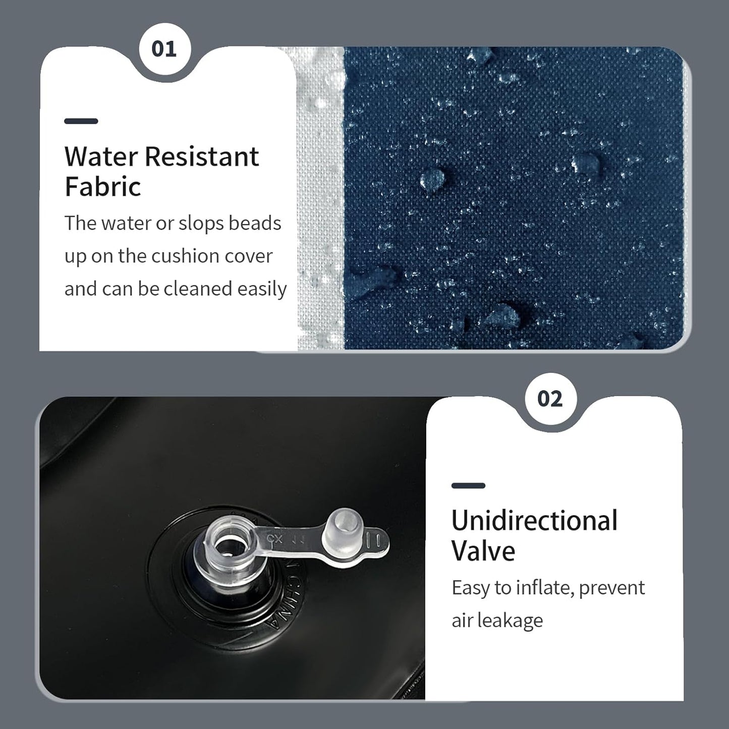 Inflatable Ottoman Stool D21 xH9 for Outdoor/Indoor Use, Water Repellent Patio Foot Rest Stool with Portable Handle,Round Pouf Ottoman Suitable for Garden,Deck and Camping - Cabana Navy