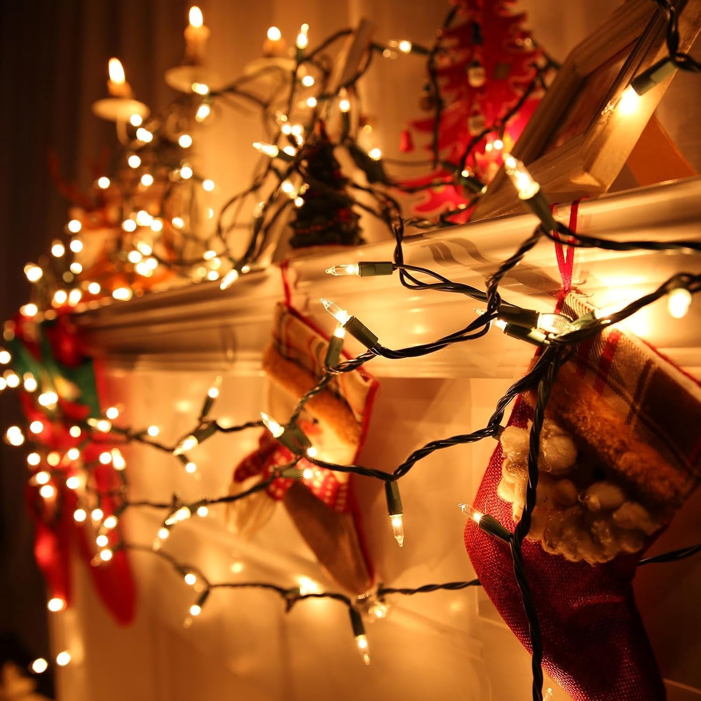 Toodour Clear Christmas Lights, 12.5ft 50 Count Incandescent Indoor Outdoor String Lights, UL Certified Connectable Green Wire Mini Bulb Light for Home, Party, New Year, Xmas Tree Decor - Warm White