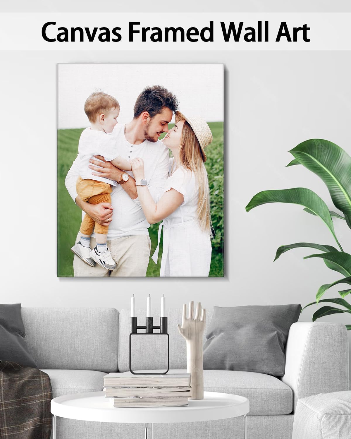 Personalized Custom Canvas Wall Art, Custom Canvas Prints with Your Photos for Living Room, Bedroom, Wedding Pet Baby Family Photo Framed Wall Art, Customized Photo Gift for Family，Friend，Lover，Pet (24L" x 32W")