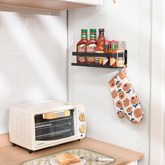Spice Rack for Rrefrigerator Self Adhesive Spice Shelf Kitchen Home Organization and Storage
