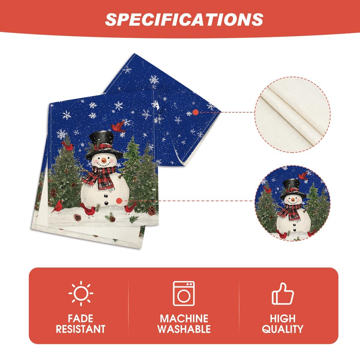 Artoid Mode Snowman Birds Trees Christmas Table Runner, Seasonal Blue Winter Holiday Kitchen Dining Table Decoration for Indoor Outdoor Home Party Decor 13 x 120 Inch