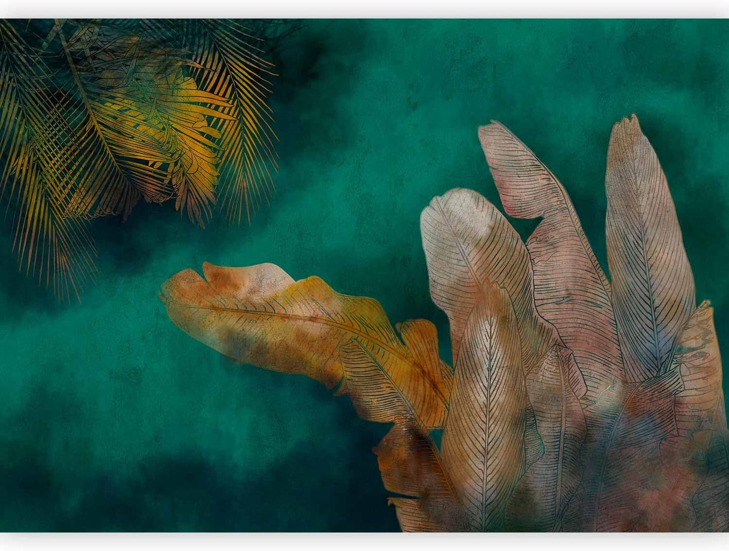 artgeist Premium Wall Mural Jungle 79x55 in - XXL Non-Woven Wallpaper Fleece Wall Decor Photo Print Picture Image Design Leaves Green Yellow Nature b-A-0825-a-a