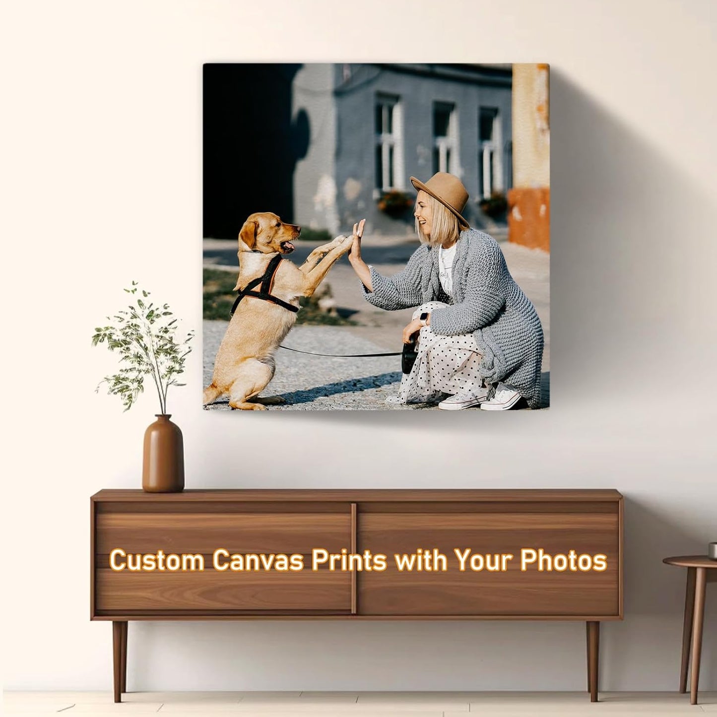 xzartdiy Custom Canvas Prints with Your Photos - Personalized Picture Print Customized Gifts for Family Home Office Wall Art Decor, Wrapped Canvas 16x16inch