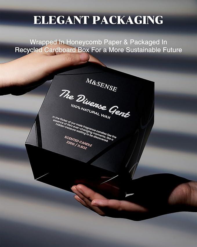 M&SENSE Sage Citrus Scented Candles for Men, 2 Wick 11.6oz Slow Burn 70 Hours Large Natural Soy Wax Clean Candle, Black Candle Luxury Manly Candles Home Fragrance Holiday Candle for Him