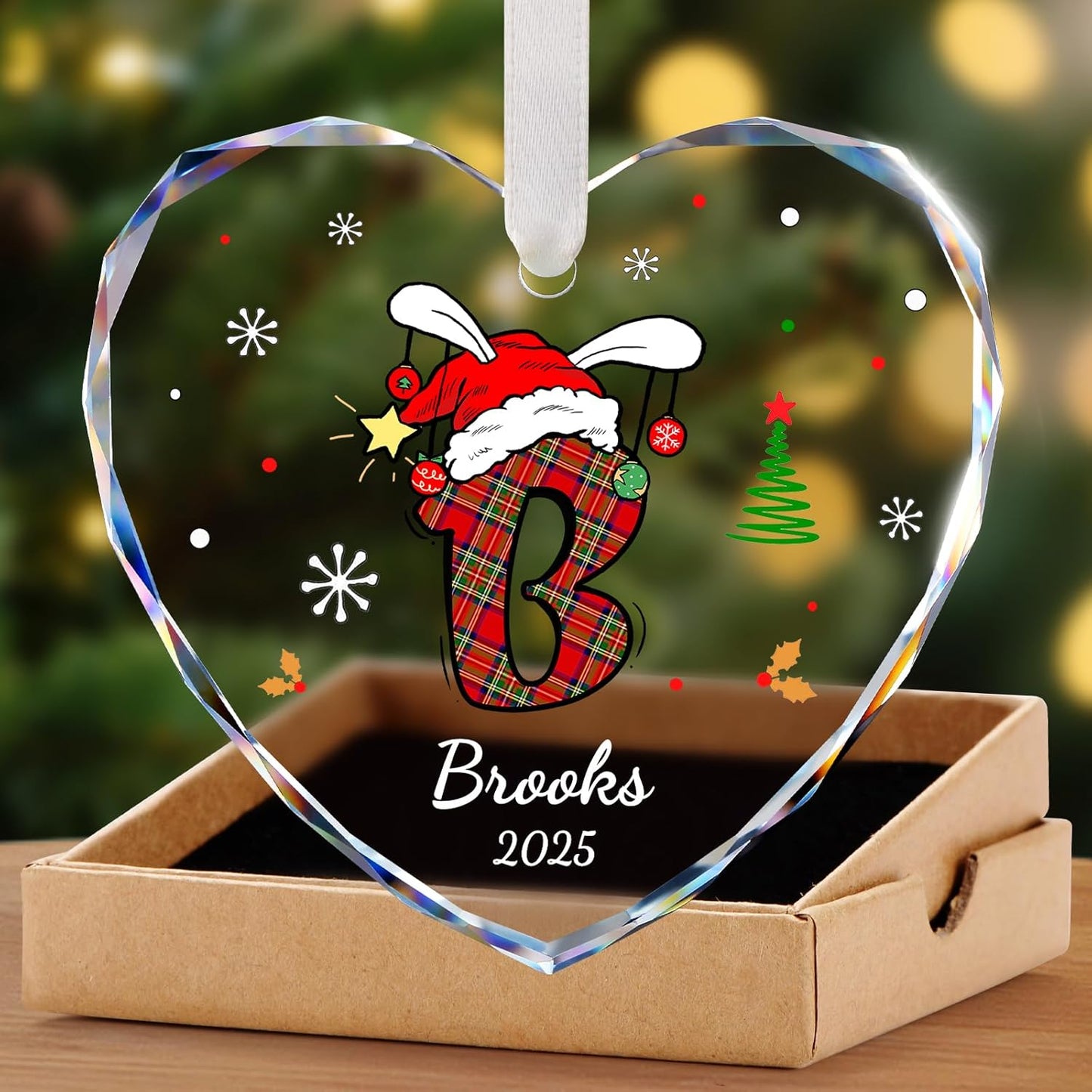 Personalized Christmas Ornaments, Name Ornaments for Christmas Tree, Custom Letter Christmas Ornament Keepsake Gifts for Kids and Adults, Stocking Name Tags