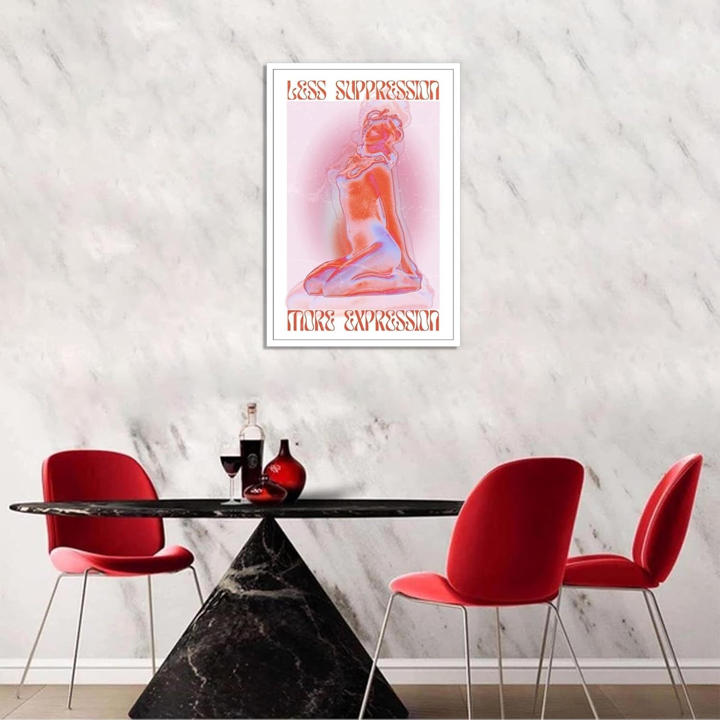 Spiritual Affirmation Art Poster Pink Woman Canvas Wall Art Aesthetic Pictures Sexy Woman Prints Painting Trendy Gradient Aesthetic Wall Decor Living Room Bedroom 24x36in Unframed