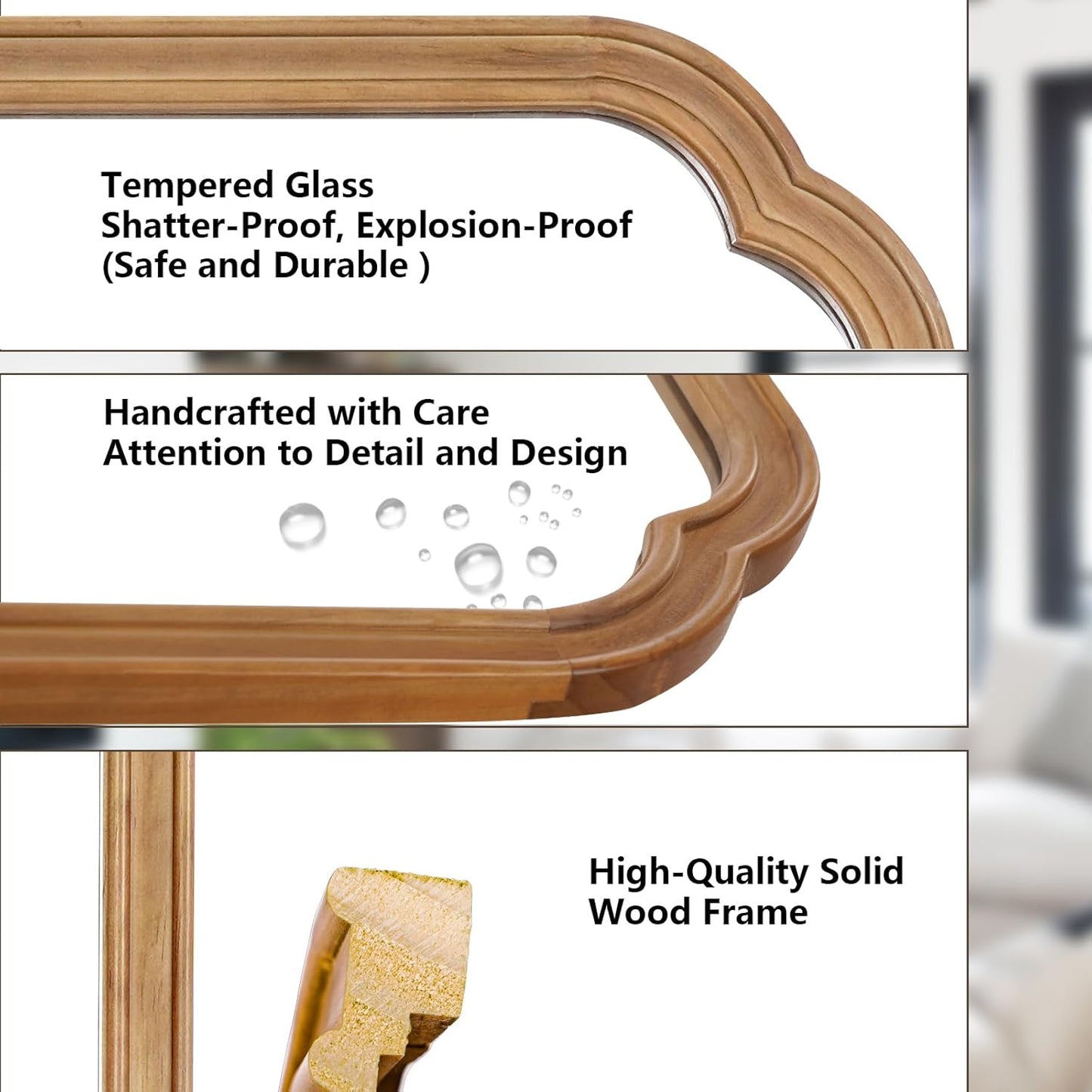 WallBeyond 30" x 40" Wood Bathroom Mirror for Wall Mounted, Rustic Rounded Corner Vanity Mirror for Entryway, Living Room or Bedroom Home Decorative [30" x 40" Natural Color]