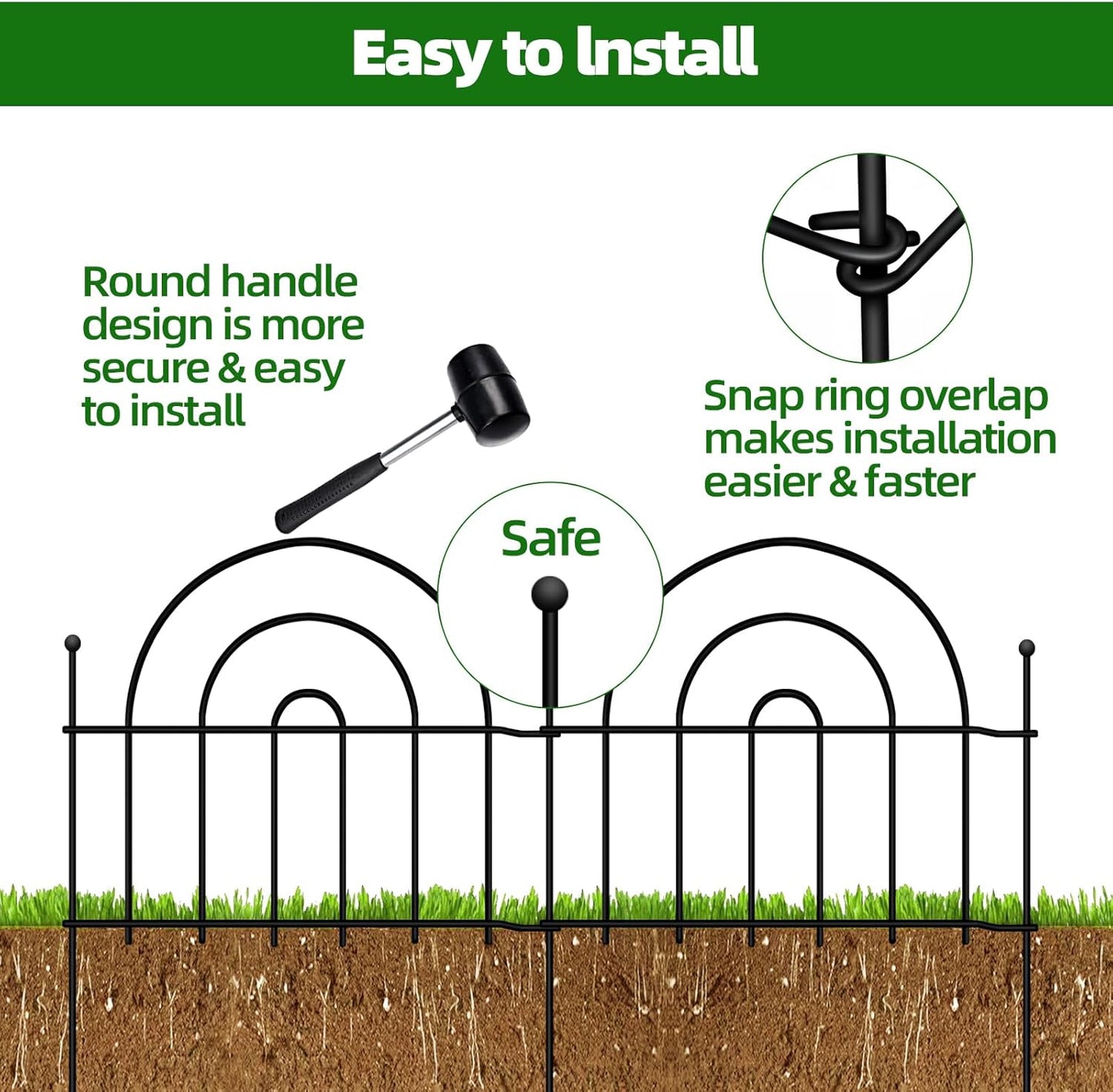 Decorative Garden Fence, 32 Panels No Dig Fence 45.3ft(L) x13in(H) Animal Barrier for Dog Rabbit, Arched Flower Bed Wire Border Rustproof Metal Panel Fencing for Yard Patio Outdoor Decor