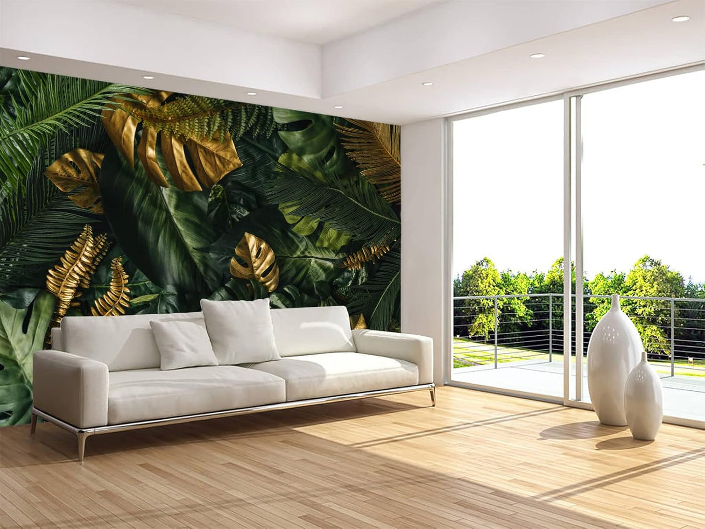 Tropical Wallpaper Jungle Banana Leaf Wall Mural Wallpaper for Living Room (Not Peel n' Stick)