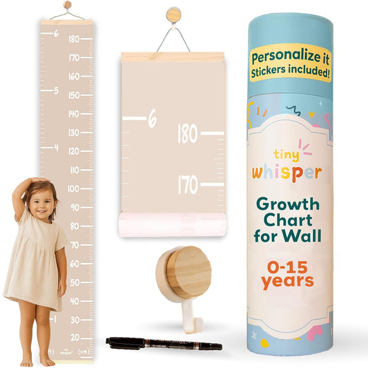 Height Chart for Kids Customizable Kids Height Wall Chart with Stickers, Marker & Hook Hanging Growth Chart Measurement for Wall Easy Installation for Baby Room Nursery and Playroom