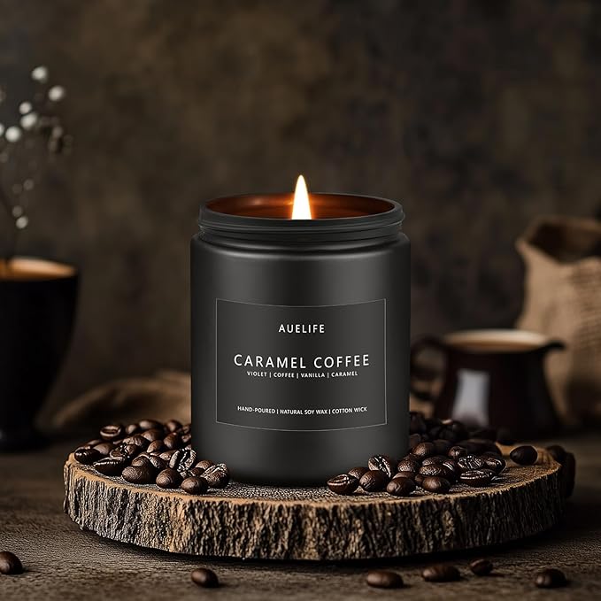 Caramel Coffee Candle | Men Scented Candles for Home, Candles Gifts for Women Men - Soy Candle for Home Scented - Aromatherapy Gifts for Men - 7oz 50 Hours Long Burning