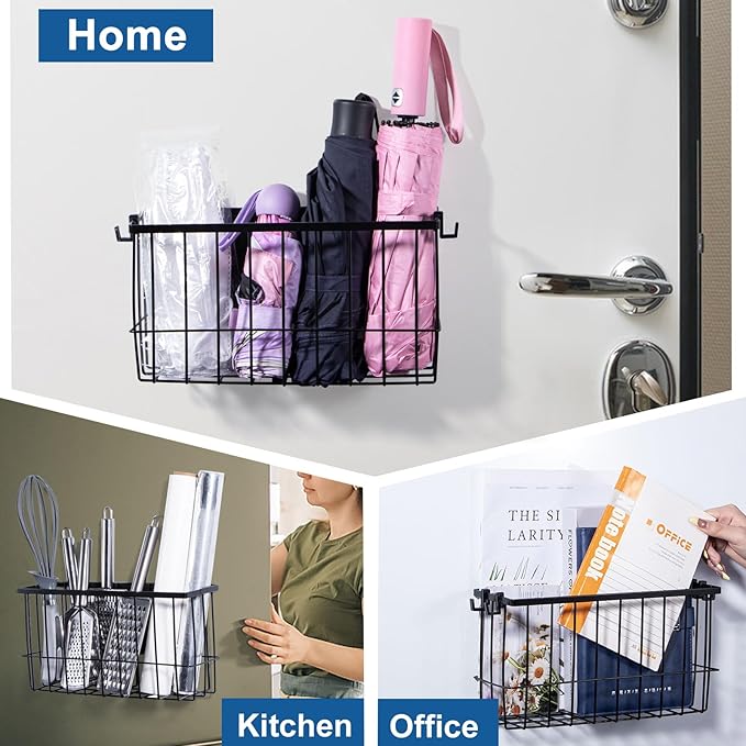 dedoot Magnetic Holder Locker 11"x 3.9"x 5.9" Strong Magnetic Black Mesh Holder Magnetic Basket Organizer Shelf Rack for Whiteboard,Fridge, Sponge, Recipe, Beverage,Refrigerator,Office File Foil