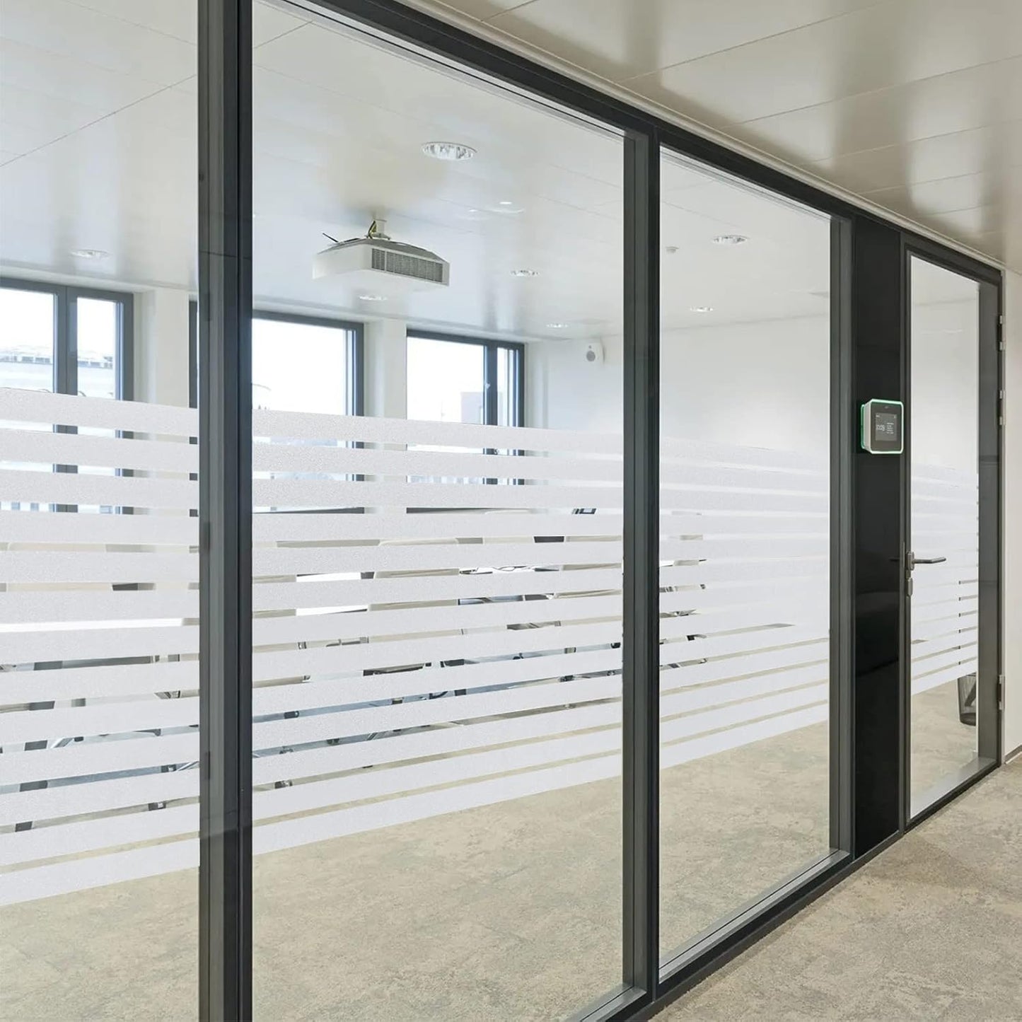 Window Privacy Film, Stripe Window, Film Static Cling, Anti UV, Heat Control, Ideal for Home Shower Office Glass Door (Stripes Pattern, 17.5X78.7Inch)