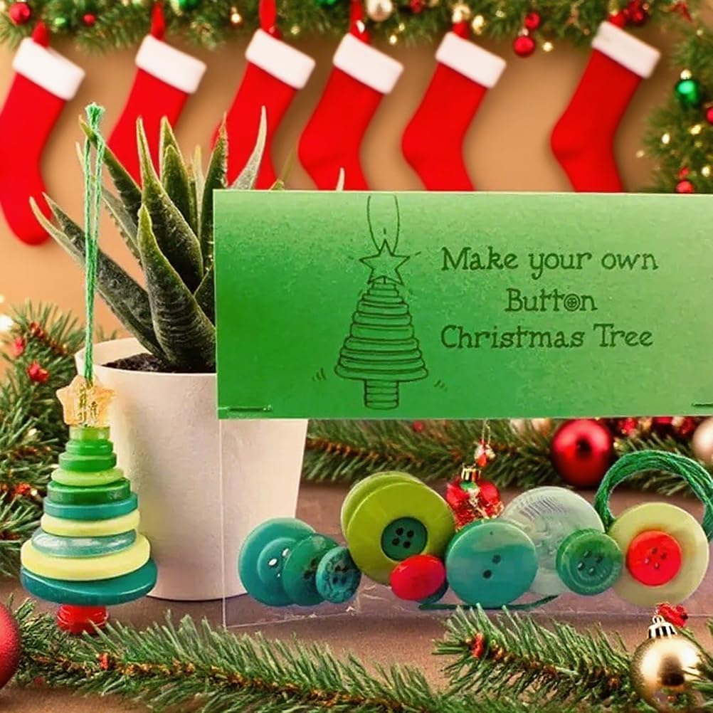 DIY Christmas Button Ornament Making Set - Snowman/Santa/Angel, Fun Holiday Craft Kit for All Ages, Ideal Xmas Tree Hanging Decor & Festive Gifts (E 12)