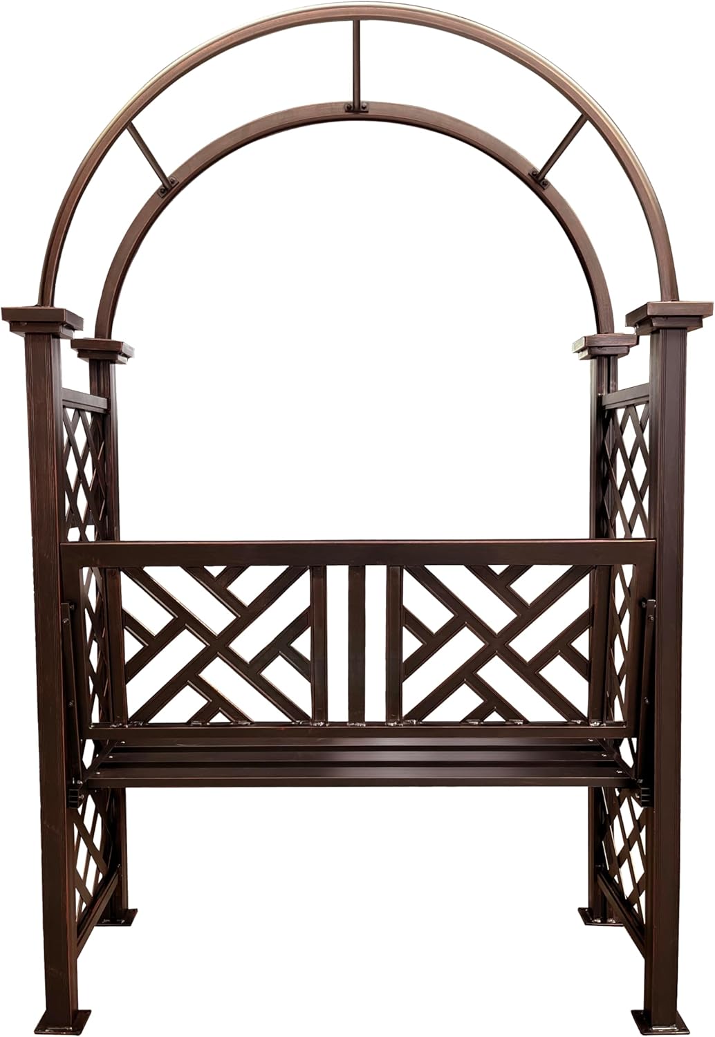 Bronze Aluminum Garden Arbor Arch with 2-Seater Bench