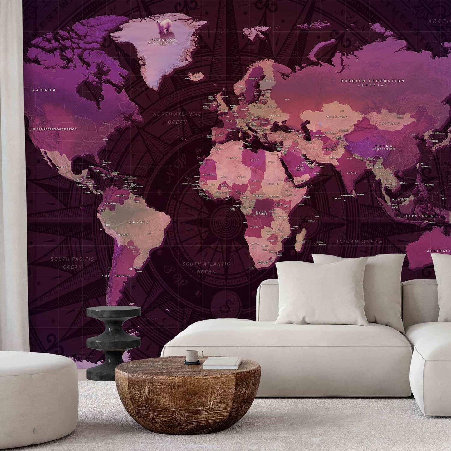 artgeist Premium Wall Mural World Map 79x55 in - XXL Non-Woven Wallpaper Fleece Wall Decor Photo Print Picture Image Design Home Map of The World k-A-0273-a-a