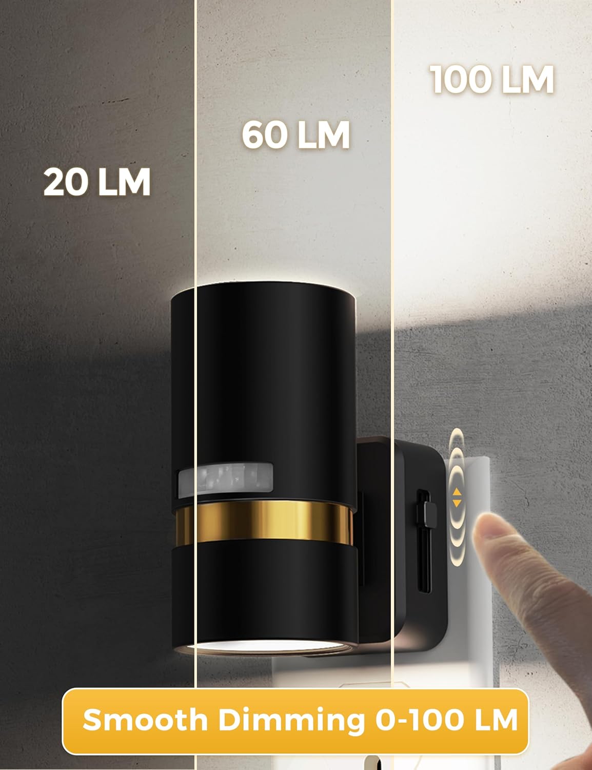 L LOHAS LED Motion Sensor Night Light Plug in, Night Lights Plug into Wall with Adjustable Brightness, 5000K Daylight White, 1W Energy-Saving Nightlight for Bathroom Bedroom Kitchen Hallway, 2 Pack