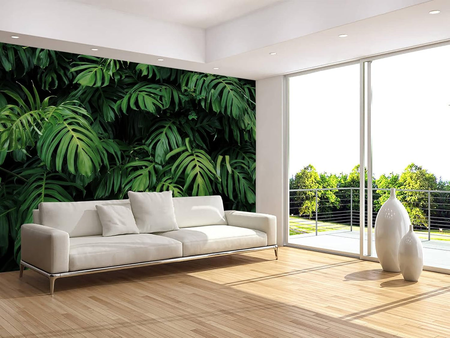 Tropical Monstera Wallpaper Banana Leaf Wall Mural Wallpaper for Living Room Bedroom TV Background Wall Covering(Not Peel n' Stick)