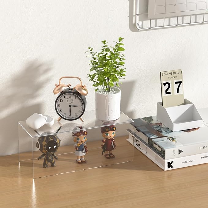 Square Acrylic Display Risers 3pcs, Clear Showcase Shelves for Collectibles, Funko Pop Figures, Perfumes, Cupcake, Candy Dessert - 3''x4''x5''