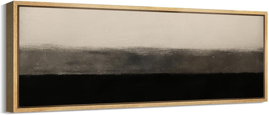 MUDECOR Large Framed Canvas Print Wall Art Minimalist Black and Beige Abstract Neutral Tones Modern Illustrations Decorative Colorful for Bedroom - 60"x20"