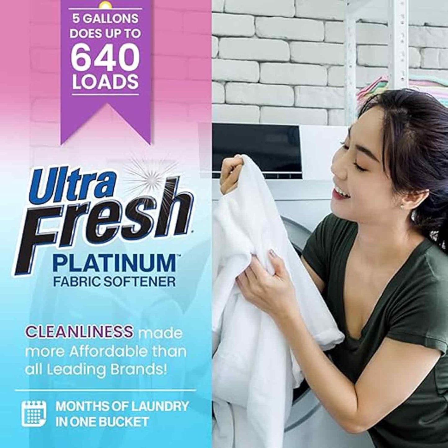 Ultra Fresh Platinum Fabric Softener for Laundry up to 640 Loads, Lavender, 5 Gallons - Fabric Odor Remover to Wash Clothes and Sheets