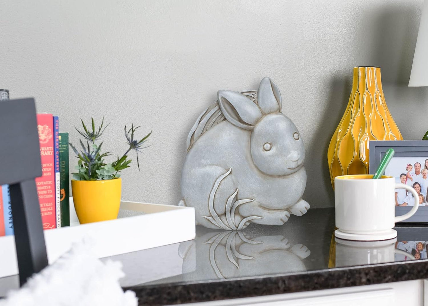 NAT & Jules Animal Character Shaped Dimensional Indoor Outdoor 11 inch Cast Resin Decorative Garden Stepping Stone, Patio, Walkway Sculpture Yard Art, Stone Grey Bunny