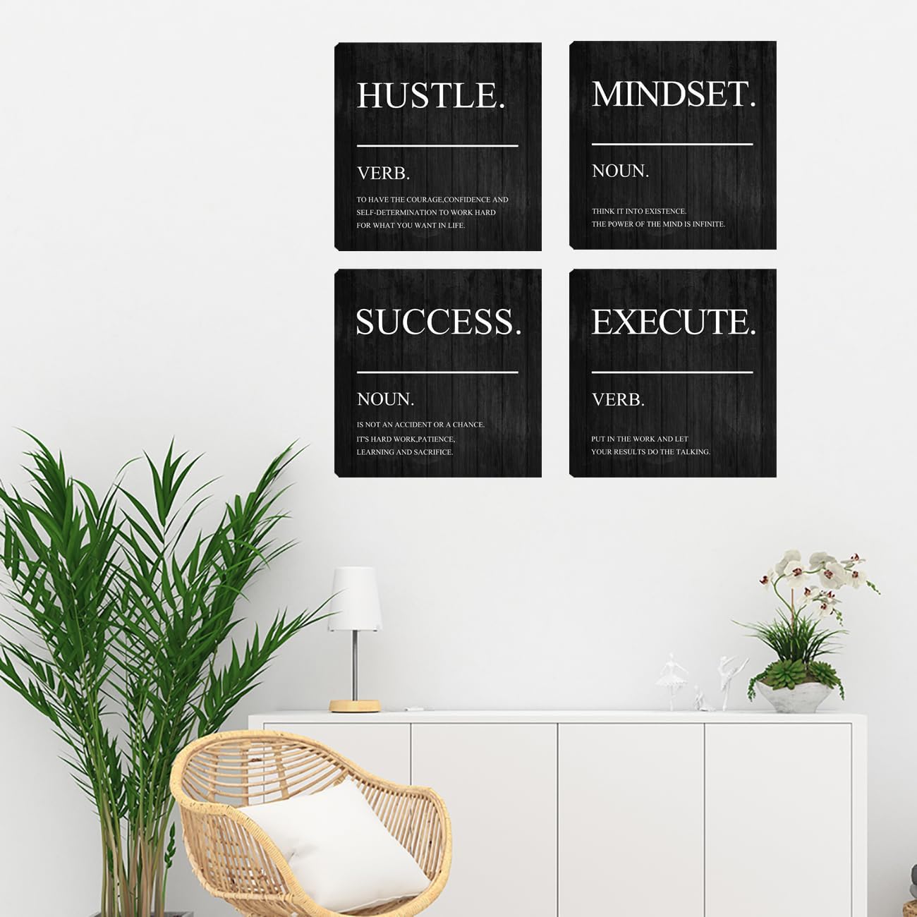 Motivational Success Wall Art Decor Inspirational Canvas Framed Office Wall Art Quotes Wall Decor Artwork,Positive Quote Poster Painting Home Decorations Wall Art for Living Room Bedroom 16”X16”X4