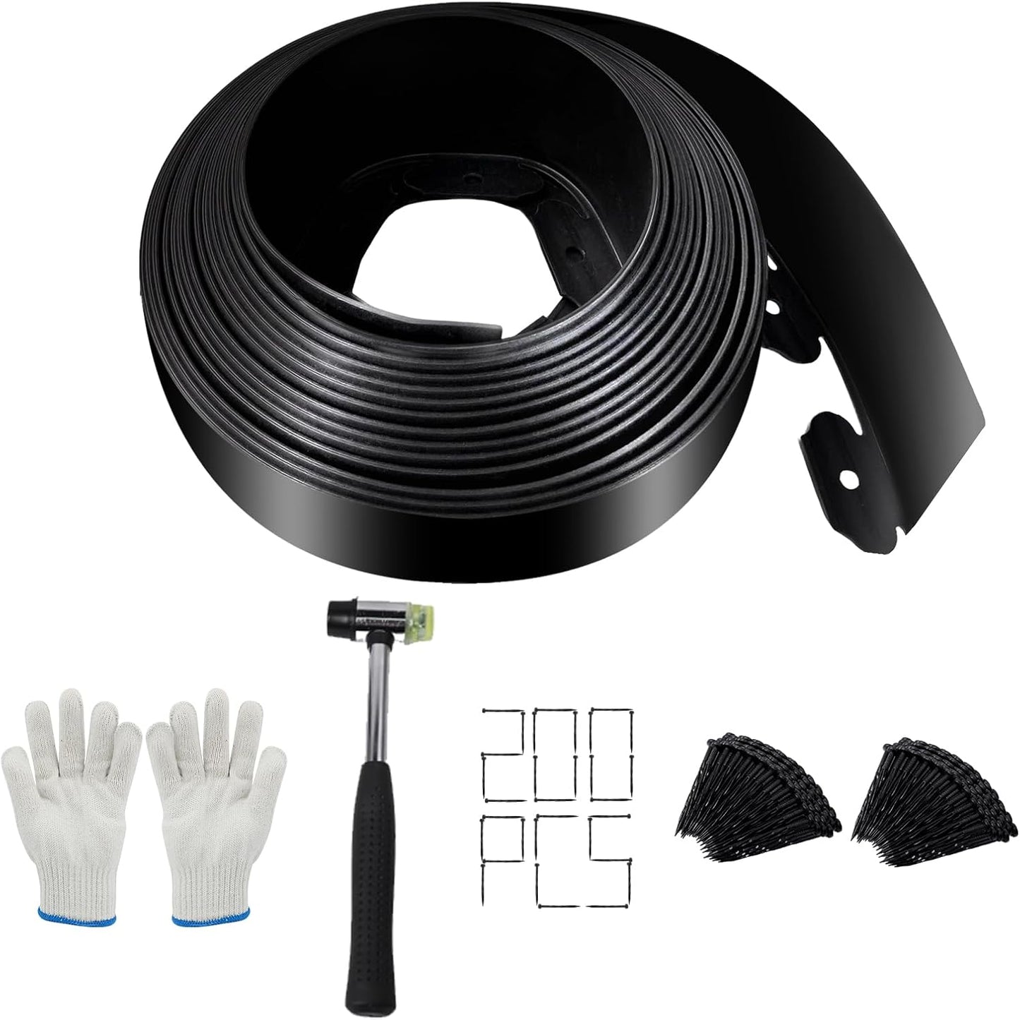 Landscape Edging - 4Inch x 66FT Garden Border with 200 PCS Spikes, Plastic Lawn Edging for Flower Bed, Pathway and Yard