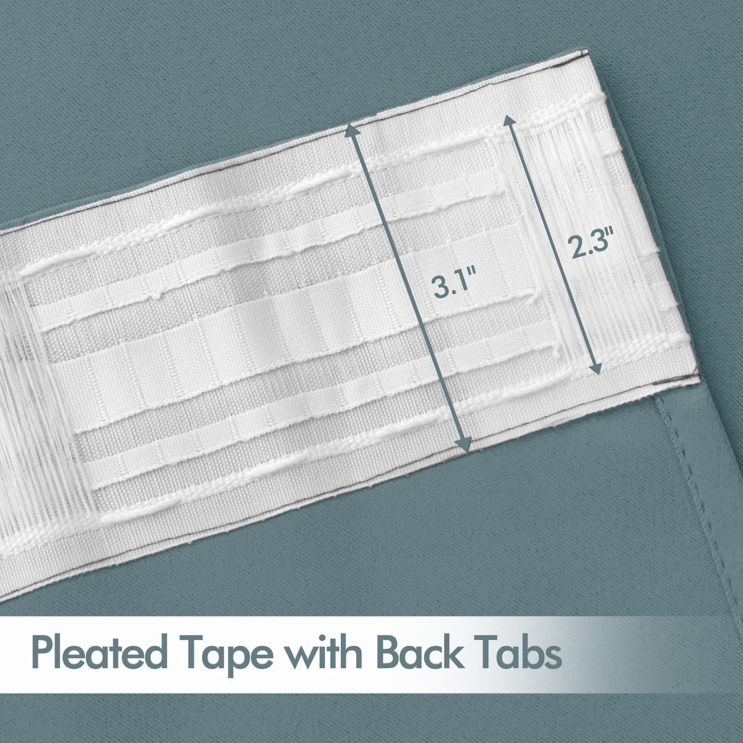 MIULEE Greyish Blue Back Tab Blackout Curtains 102 Inch Long 2 Panels Set for Bedroom, Rod Pocket/Pinch Pleated Thermal Insulated Living Room Darkening Light Blocking Floor to Ceiling Drapes