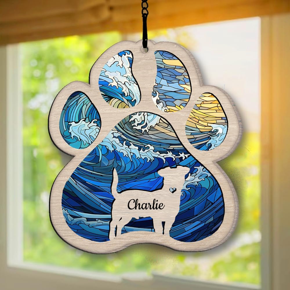 IZI POD Chihuahua Personalized Pet Memorial Suncatcher Ornament, Custom Dog Remembrance Gift, Loss of Dog Sympathy Gift, Pet Loss Suncatcher