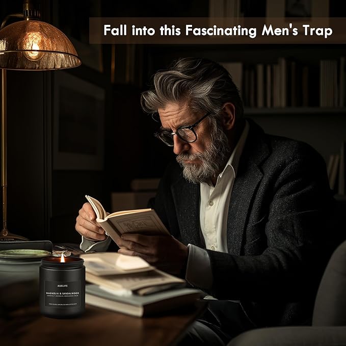 Scented Candles Set | Masculine Candle, Gifts for Men - Soy Candles for Home Scented - 4 Pack Aromatherapy Candle Gift - Scent of Vintage Oak/Cedar Oakmoss/Magnolia & Sandalwood/Pine & Clove