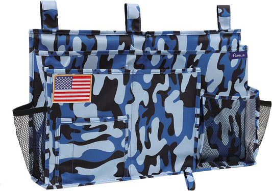 Surblue Bedside Caddy Hanging Organizer Storage Bag Pocket for Bunk, Hospital, College Dorm Rooms, Baby Bed Rails, Camp - 8 Pockets, Large, Ocean