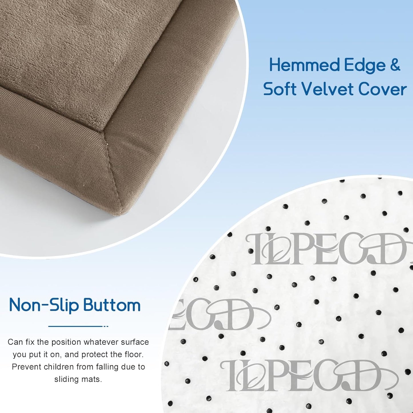 Baby Play Mat for Floor Tummy Time Mat Nursery Rug Muscle Mat Area Rug Playroom Rug Tatami Mat 6'7"x5'11" Memory Foam 1.3" Thick Crawling Mat For Babies,Toddlers, Infants, Kids,Floor Mat(Brown)