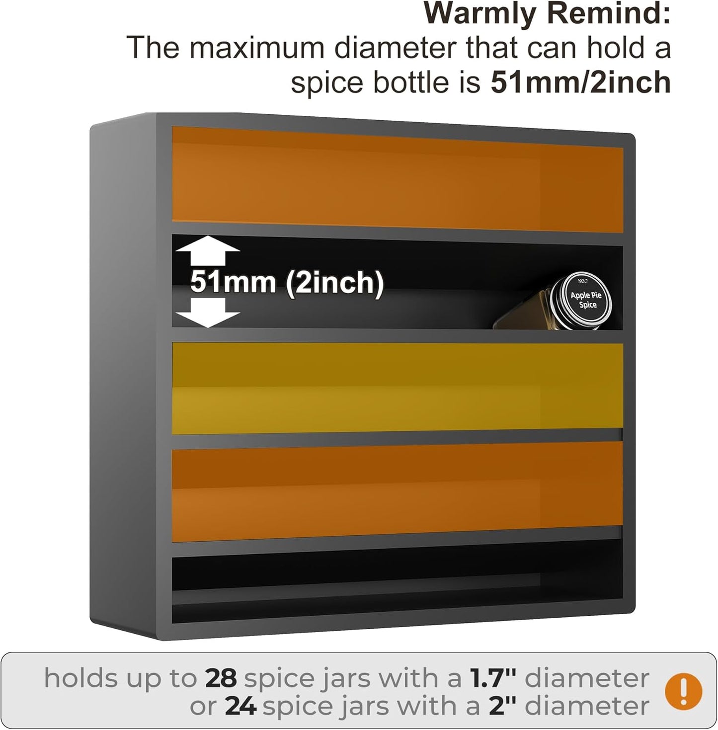 Orimade 4 Tier Spice Rack Organizer for Cabinet, Freestanding Bamboo Seasoning Rack for Countertop, Cupboard, Pantry, Kitchen, 13.18 x 4.13 x 12.2 inches(Spice Jars Not Included), Black