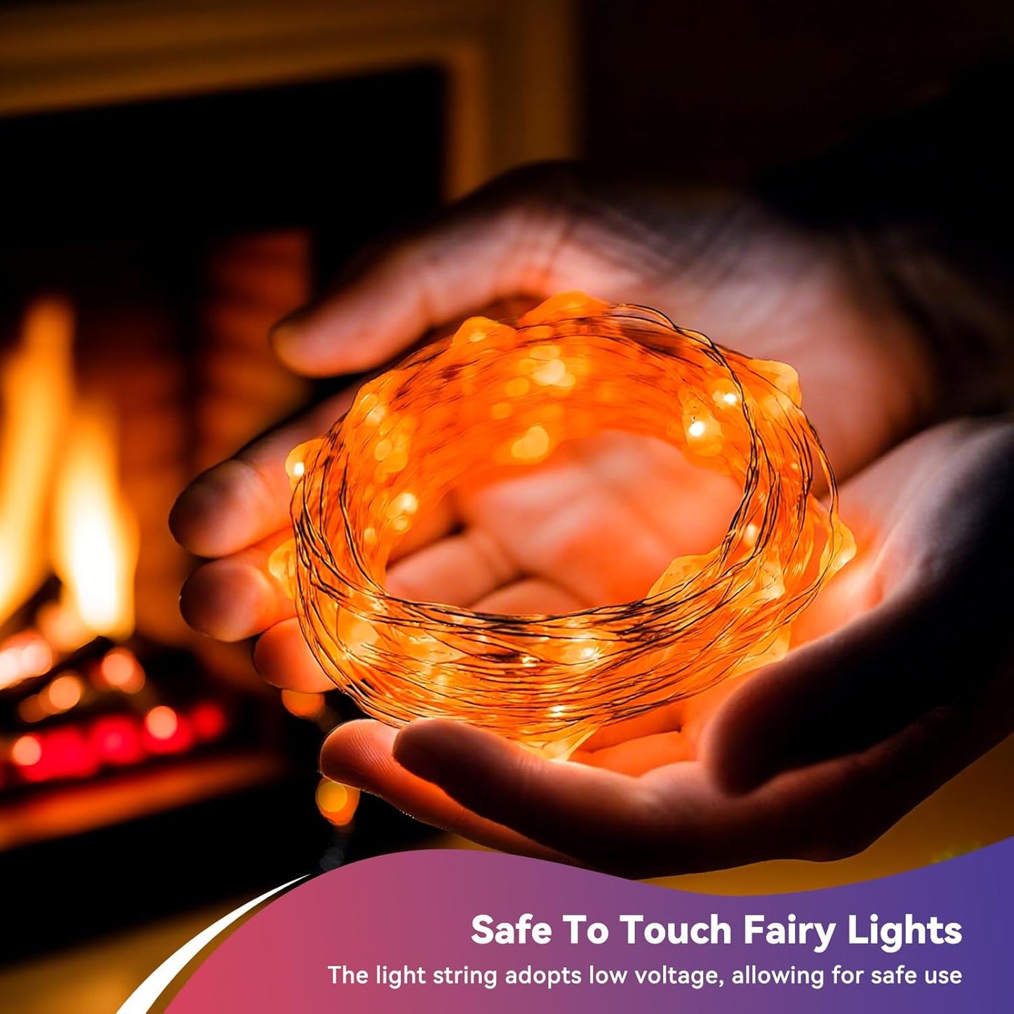 4 Pack 60LED Halloween Fairy Lights Battery Operated - 20FT Twinkle Lights with 2 Lighting Modes Indoor Outdoor, Waterproof Led Fairy String Lights for Christmas, Bedroom, Dorm, DIY Decor, Orange