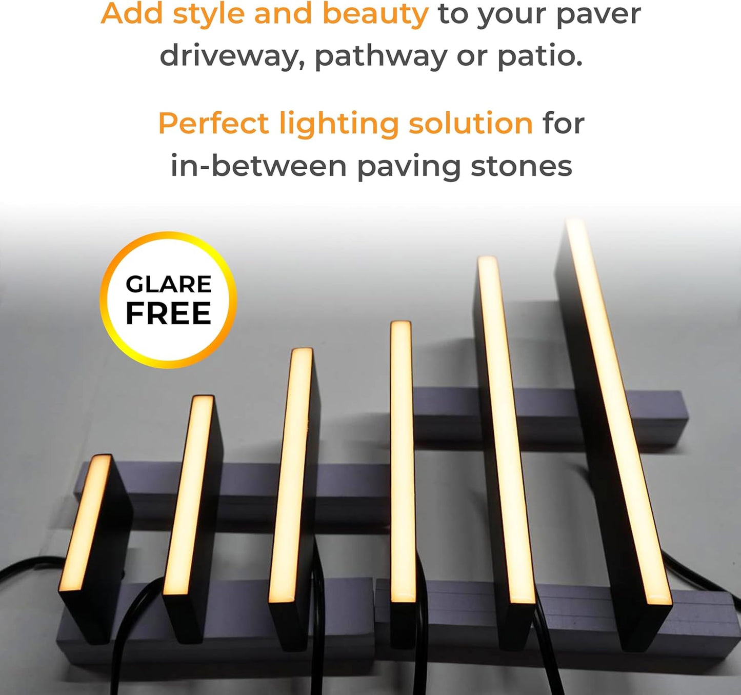 LUMENGY Paver Light Slim 0.5x14 Inch(0.55 x 13.77 inches) Glare-Free Steel Lighting for Pavers, Brick, Walls, Driveways, Walkways & Pathways, 2700K Warm White, Waterproof, Drive-Over, 12V AC/DC Wired.